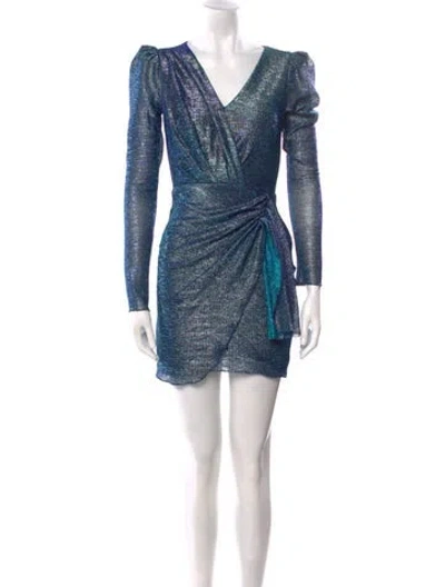 Pre-owned Patbo V-neck Mini Dress In Blue