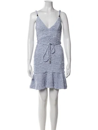 Pre-owned Patbo V-neck Mini Dress In Blue
