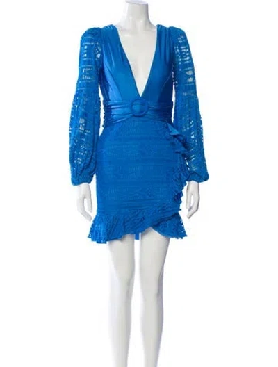 Pre-owned Patbo V-neck Mini Dress In Blue