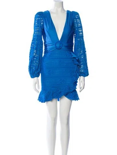 Pre-owned Patbo V-neck Mini Dress In Blue