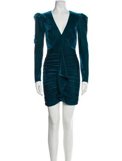 Pre-owned Patbo V-neck Mini Dress In Blue