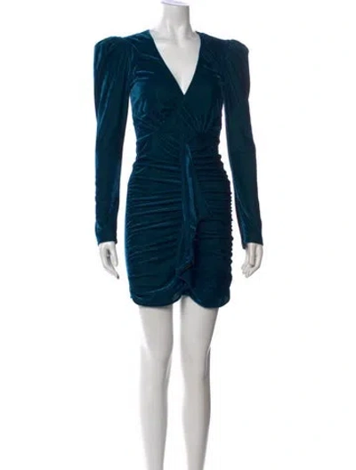 Pre-owned Patbo V-neck Mini Dress In Blue
