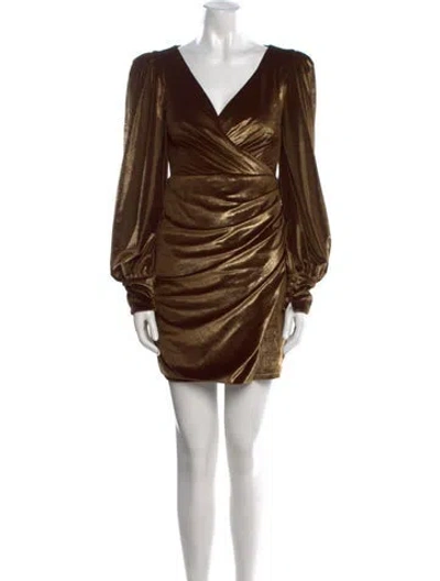 Pre-owned Patbo V-neck Mini Dress In Gold