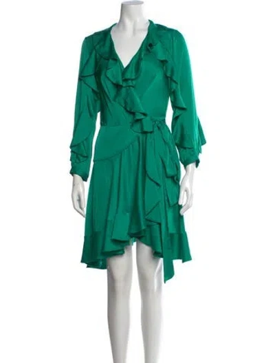 Pre-owned Patbo V-neck Mini Dress In Green