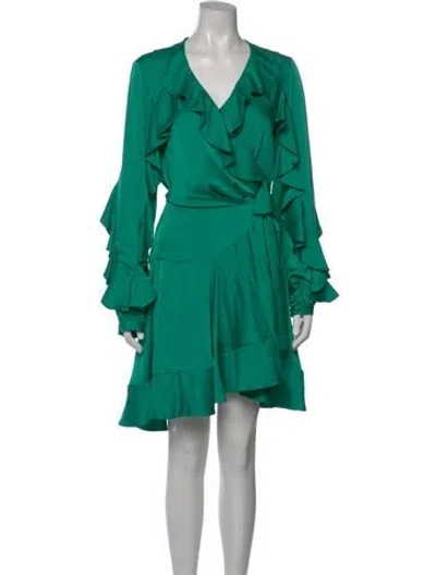 Pre-owned Patbo V-neck Mini Dress In Green