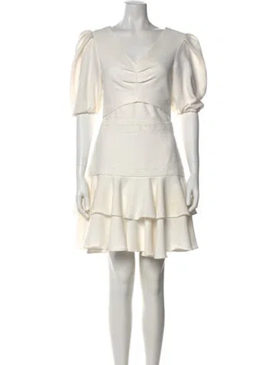 Pre-owned Patbo V-neck Mini Dress In Neutral