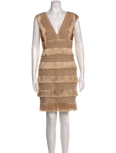 Pre-owned Patbo V-neck Mini Dress In Neutral