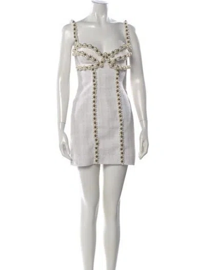 Pre-owned Patbo V-neck Mini Dress In Neutral