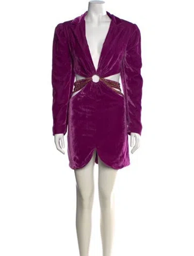 Pre-owned Patbo V-neck Mini Dress In Purple