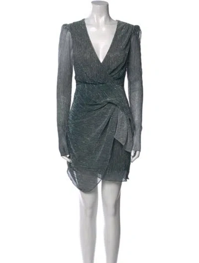 Pre-owned Patbo V-neck Mini Dress In Silver