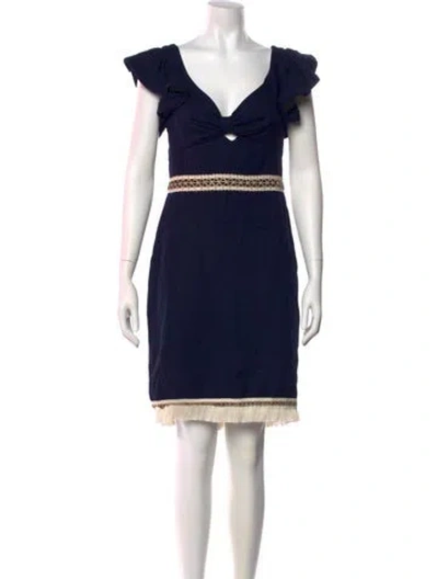 Pre-owned Patbo V-neck Mini Dress W/ Tags In Blue