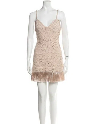 Pre-owned Patbo V-neck Mini Dress W/ Tags In Neutral