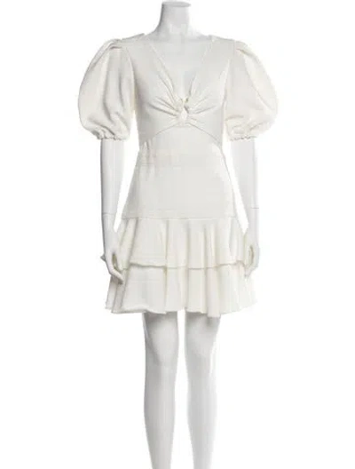 Pre-owned Patbo V-neck Mini Dress In White
