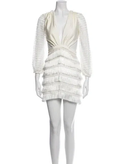 Pre-owned Patbo V-neck Mini Dress In White