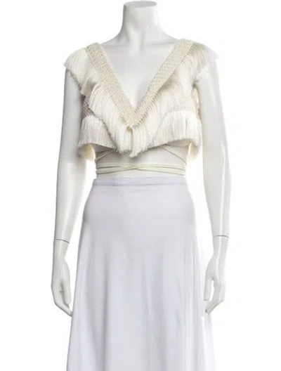 Pre-owned Patbo V-neck Sleeveless Crop Top W/ Tags In Neutrals