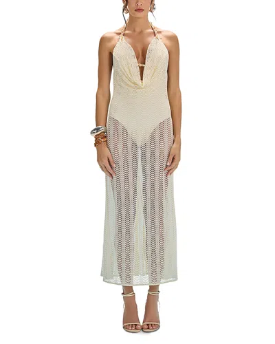 Patbo Wave Mesh Beach Cover Up Dress In Neutral