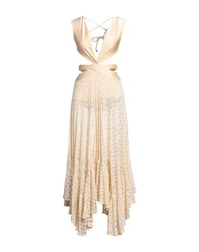 Patbo Woman Midi Dress Beige Size S Modal, Elastane, Polyamide