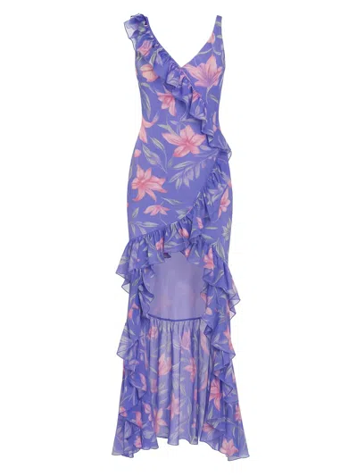 Patbo Women's Amaryllis Floral Frill Gown In Blue