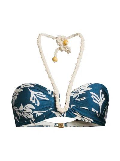 Patbo Women's Artichoke Halterneck Bikini Top In Blue