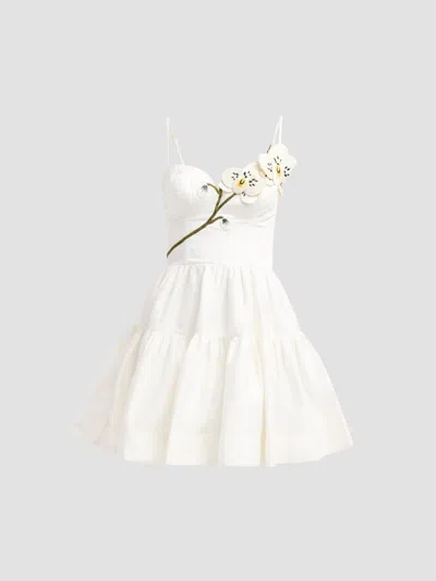 Patbo Women's Blossom Poplin Orchid Mini Dress In White