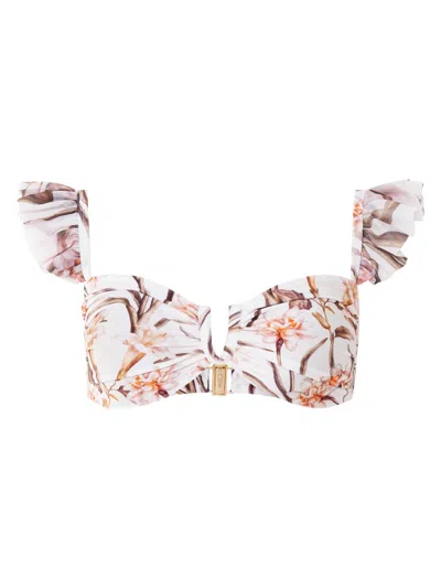 Patbo Women's Botanic Retro Flutter Bikini Bottom In Neutral