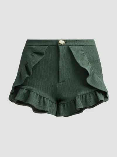 Patbo Women's Cora Ruffle Knit Shorts In Green