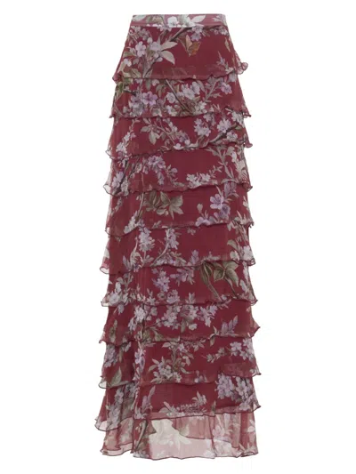 Patbo Women's Delicata Flutter Maxi Skirt In Dark Red