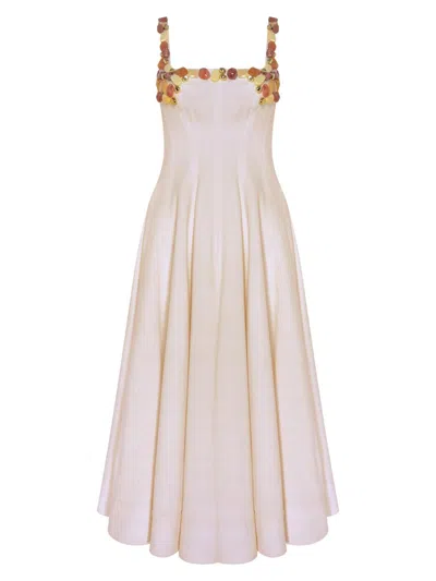 Patbo Women's Gabriela Beaded Fit-&-flare Midi-dress In Neutral