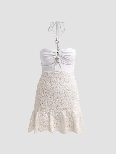 Patbo Women's Gal Embroidered Crochet Mini Dress In White