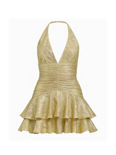 Patbo Women's Golden Dust Ruffle Minidress
