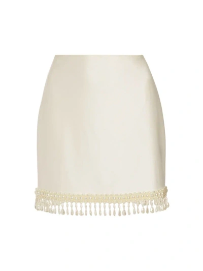 Patbo Women's Hand-beaded Jersey Miniskirt In White