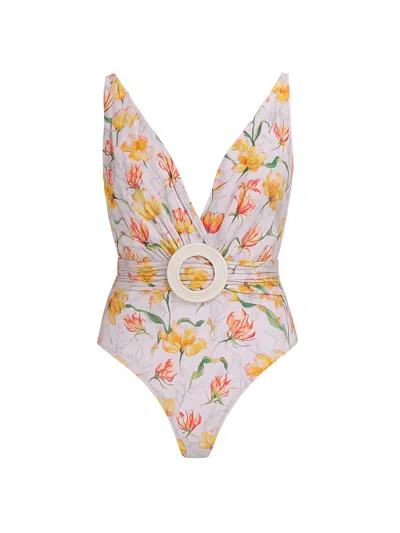 Patbo Women's Honey Flower Plunge One-piece Swimsuit In Purple