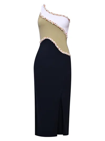 Patbo Women's Jade Colorblocked One-shoulder Midi-dress In Black