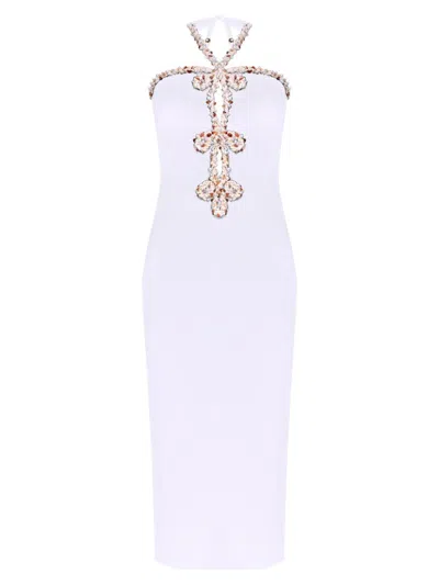Patbo Women's Jade Embellished Halterneck Midi-dress In White