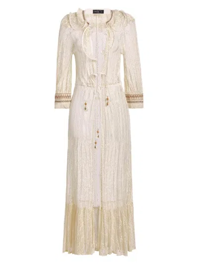 Patbo Women's Jute-trimmed Lace Cover-up Dressing Gown In Ivory