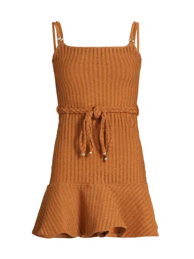 Patbo Women's Knit Braided Belt Minidress In Brown