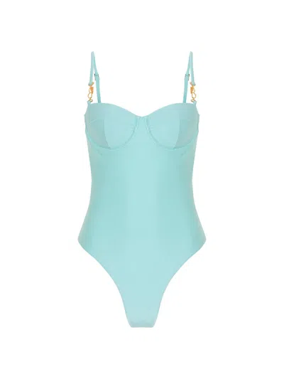 Patbo Women's Lagoa Monogram One-piece Swimsuit In Blue
