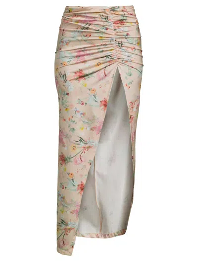 Patbo Women's Lily Flower Ruched Beach Skirt In Multi