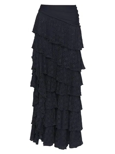 Patbo Women's Martina Ruffle Maxi Cover-up Skirt In Black
