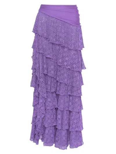 Patbo Women's Martina Ruffle Maxi Cover-up Skirt In Purple