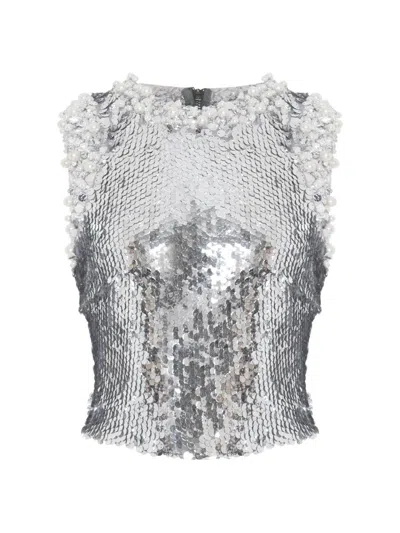 Patbo Women's Moonlight Sequin Top In Silver