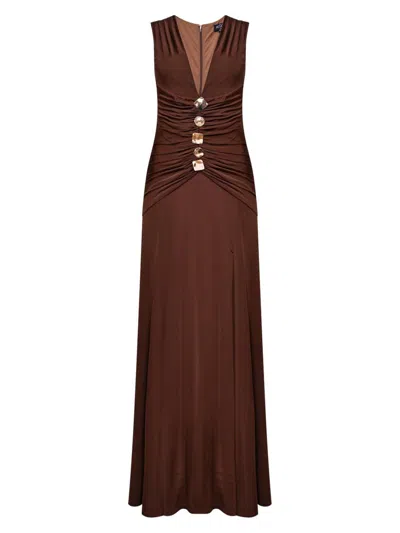 Patbo Women's Moonlit Jersey Plunge Gown In Brown