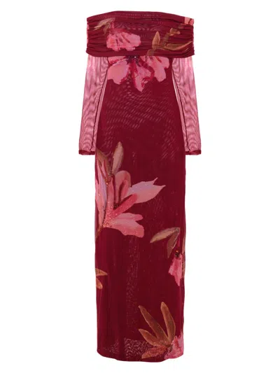 Patbo Women's Off-the-shoulder Tulle Maxi Dress In Red