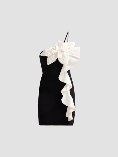 Patbo Women's One-shoulder Taffeta Mini Dress In Black