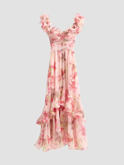 Patbo Women's Orchid Bloom Chiffon Midi Corset Dress In Pink