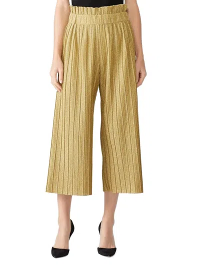 Patbo Women's Pleated Metallic Cropped Pants In Gold
