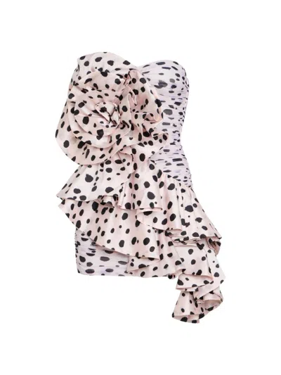 Patbo Women's Runway Ruched Dotted Strapless Minidress