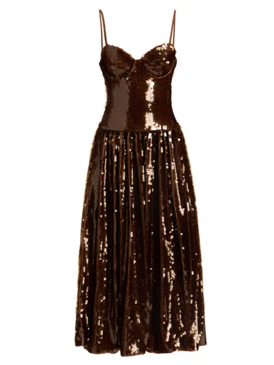 Patbo Women's Sequined Molded Midi-dress In Brown