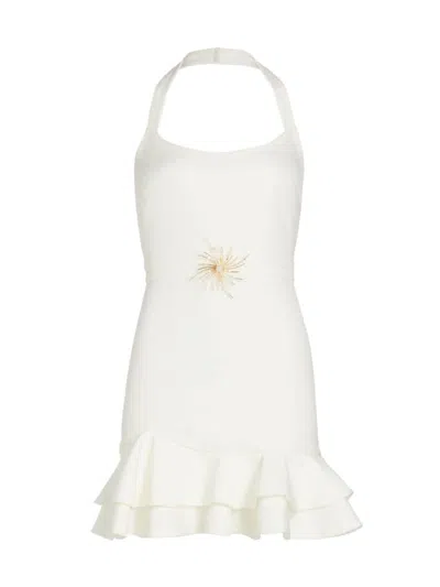 Patbo Women's Soleil Beaded Halter Minidress In White