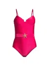 PATBO WOMEN'S STARFISH BELTED ONE-PIECE SWIMSUIT